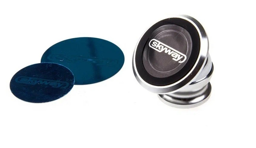 Держатель телефона магнитный на панель SKYWAY метал.круг хром S00303007