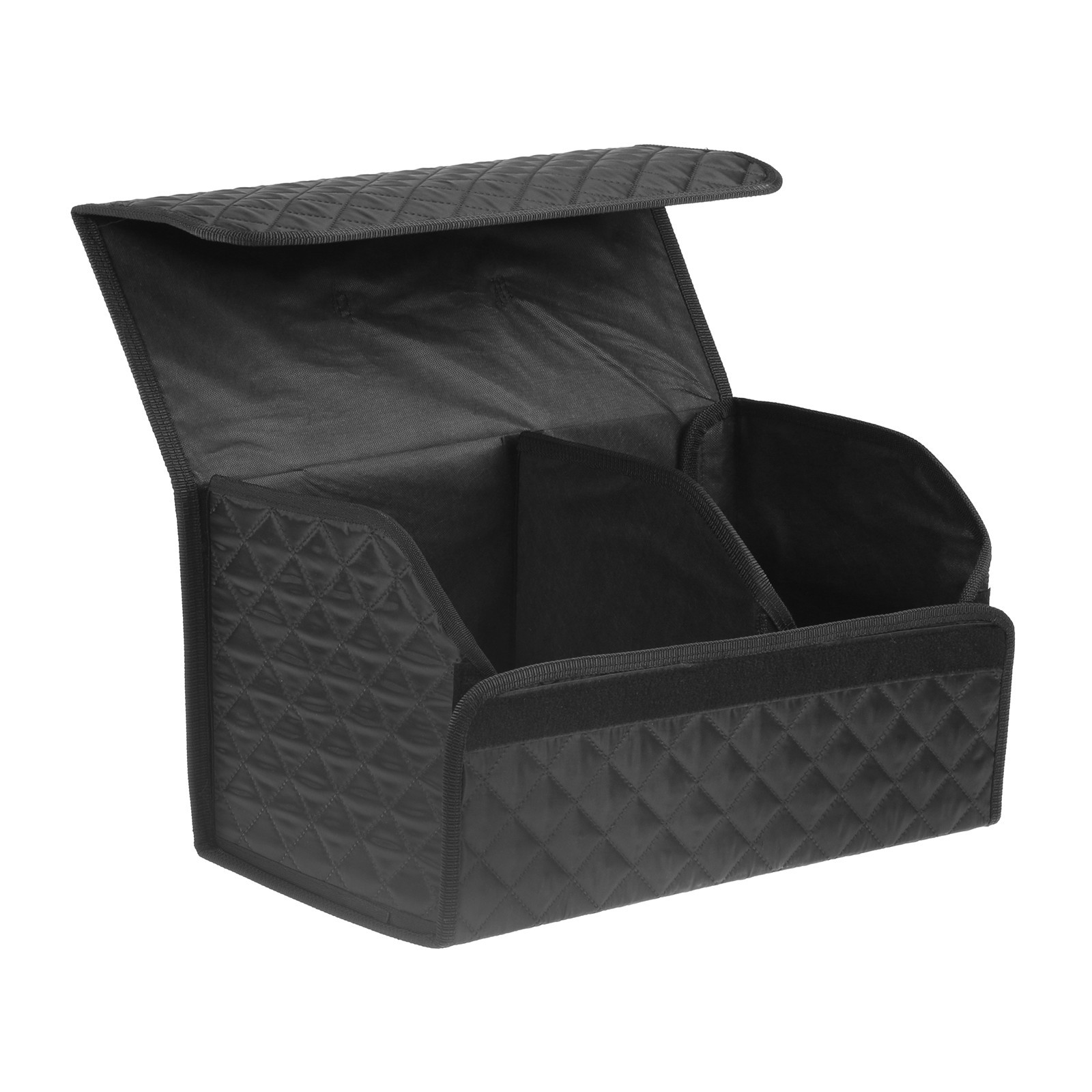 Бокс-органайзер в багажник 53см, экокожа стеганный, цв. черный