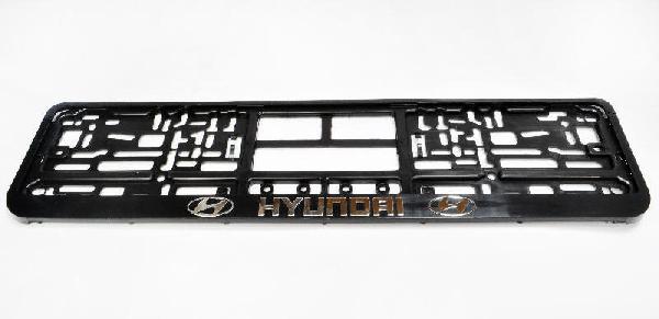 Рамка для номера пластм с защелкой черная ХЁНДАЙ (рельеф золото) 1шт